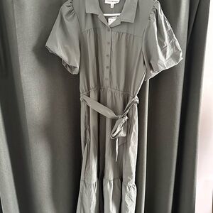 Lucky Brand Green Puff Sleeve Sundress